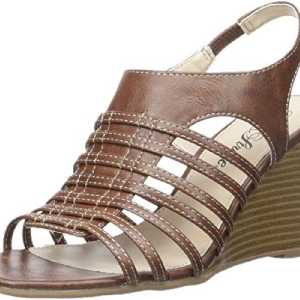New LIFE STRIDE Tan Strap Wedge Sandals 11C 🆕